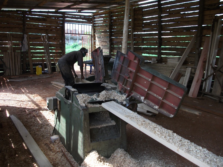 Work in progress, timbers being feed to the machine for thicknesses